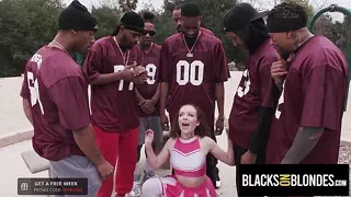 Cheerleader gangbanged by black football team
